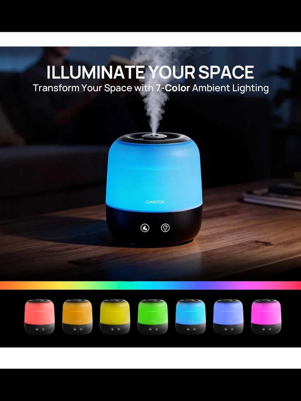 Clarston Blue Ultrasonic Essential Oil Diffuser & LED Night Light